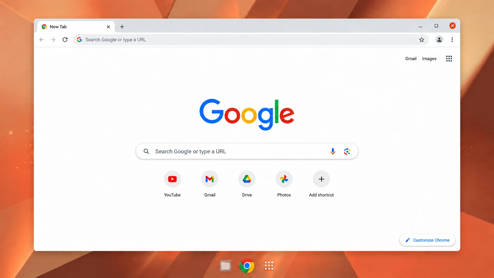 Mira's sample Linux desktop with Chrome open
